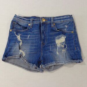 EXPRESS Jean Shorts‎ Blue Distressed Ripped Hem Woman’s Size 6